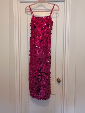 bebe Fuchsia Sequin Slip Dress